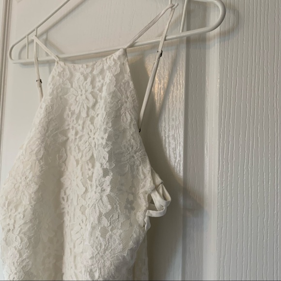 Forever21 White Lace Floral Halter Front Dress - Small - Picture 4 of 8